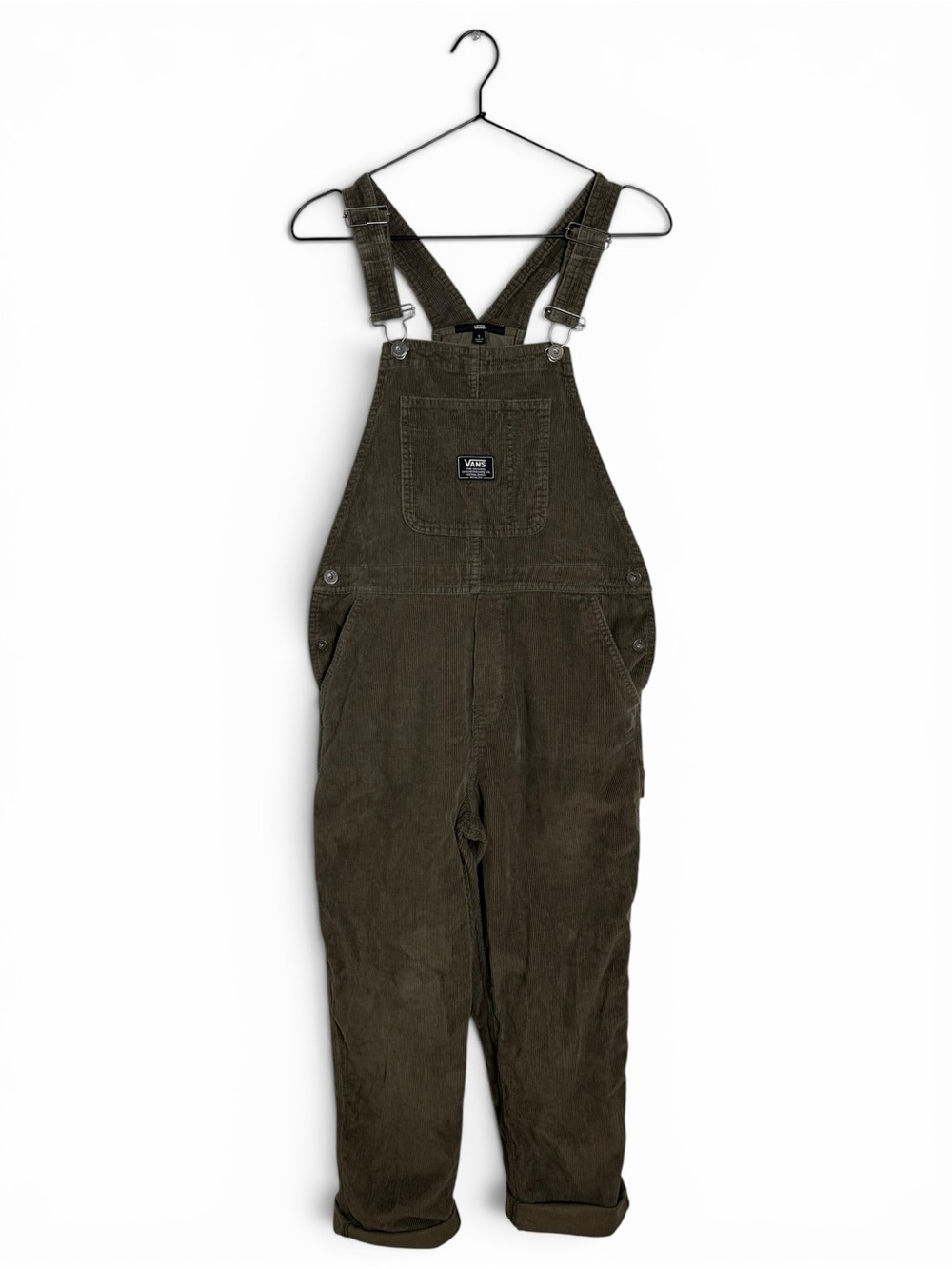 Vans Women’s Ground Work Corduroy Overalls - Grape Leaf Green Gray Size Small